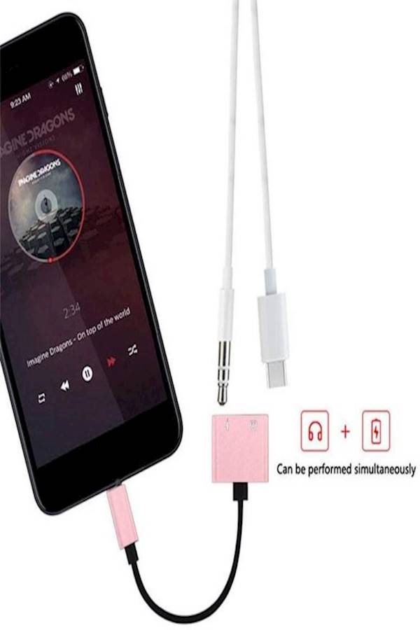 محول جاك صوت وشاحن لسماعة رأس من النوع USB Type C، ومحول سماعة رأس إستريو 2 في 1 من منفذ Type USB C إلى كبل 3.5مم لهاتف شاومي هواوي ميت والمزيد زهري/أسود/فضي - Image 5