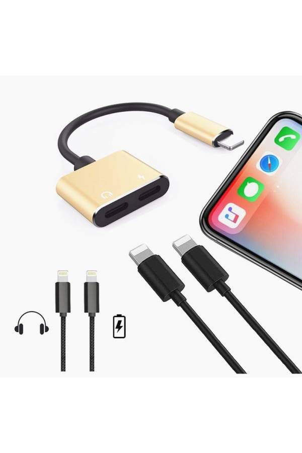 2 In 1 Ning Adapter Splitter For Apple iPhone 8/X/7 Plus White/Grey/Silver - Image 4