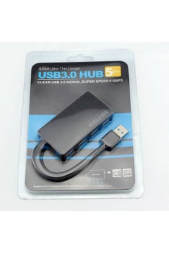 موزع صغير عالي السرعة بأربعة منافذ USB 3.0 أسود