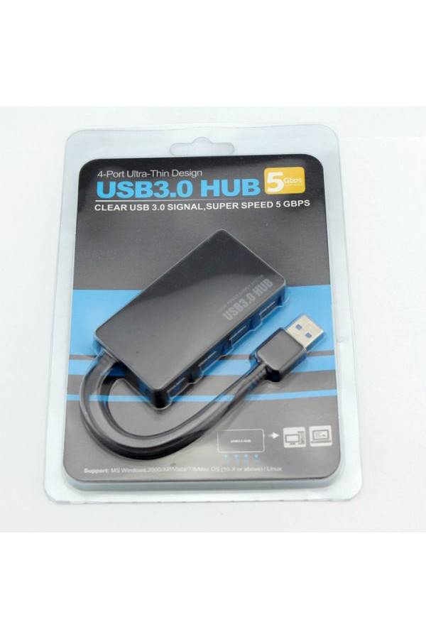 ماركة غير محددة - موزع صغير عالي السرعة بأربعة منافذ USB 3.0 أسود - Image 1