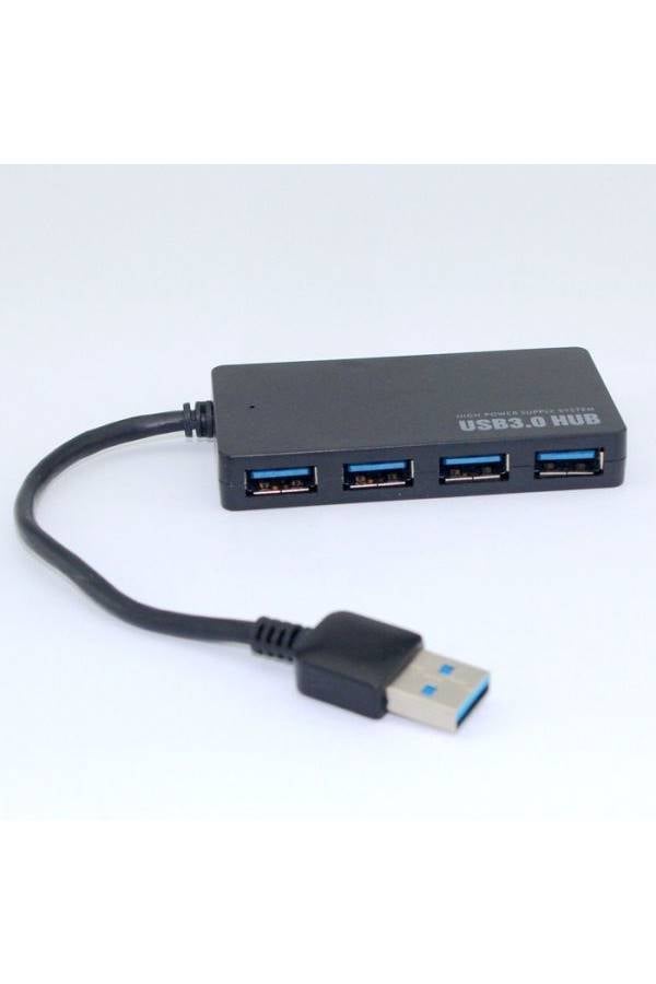 ماركة غير محددة - موزع صغير عالي السرعة بأربعة منافذ USB 3.0 أسود - Image 1