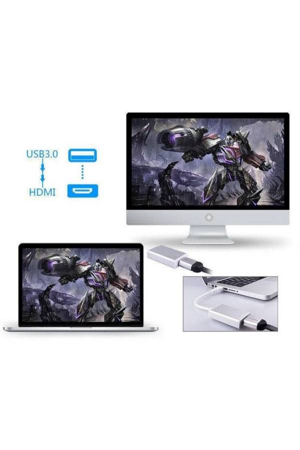 USB 3.0 To Hdmi Adapter With Audio Output Multiple Monitors Silver/White/Gold - Image 2