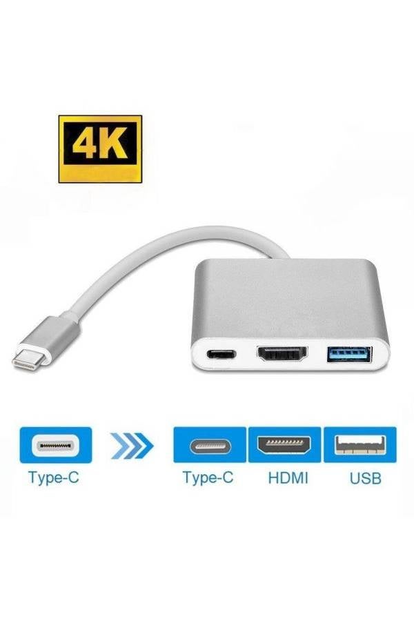 Generic - TYPE-C TO HDTV 3 IN 1 ADAPTER HDTV+USB 3.0+TYPE-c(PD) Silver - Image 1