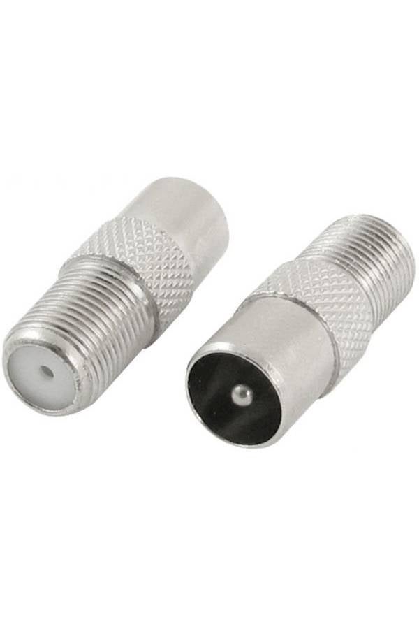 RF Coax F Female to PAL Male Connector TV Antenna Adapter Silver