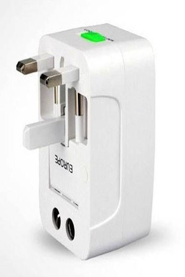 ماركة غير محددة - مقبس كهرباء شامل كل أنواع القوابس مزود بمنفذي USB أبيض - Image 1