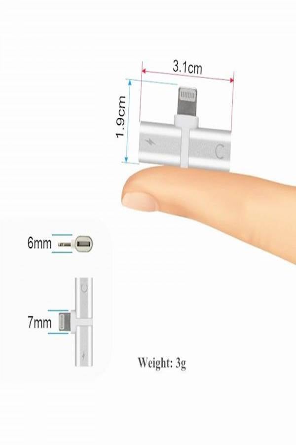 Charging Cable And Headphones Adapter For Apple iPhone X/8/8 Plus/7/7 Plus Silver/White/Yellow  - Image 3