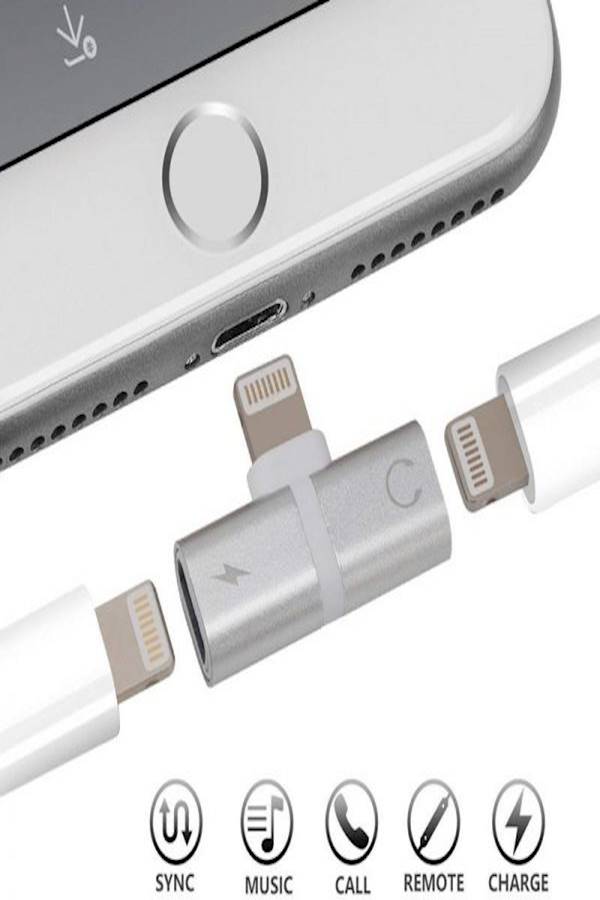 Charging Cable And Headphones Adapter For Apple iPhone X/8/8 Plus/7/7 Plus Silver/White/Yellow  - Image 4