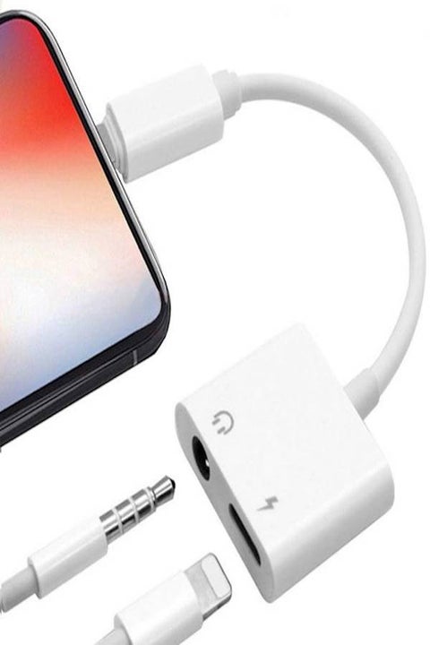 Headphone And Charger Adapter Jack For Apple iPhones White