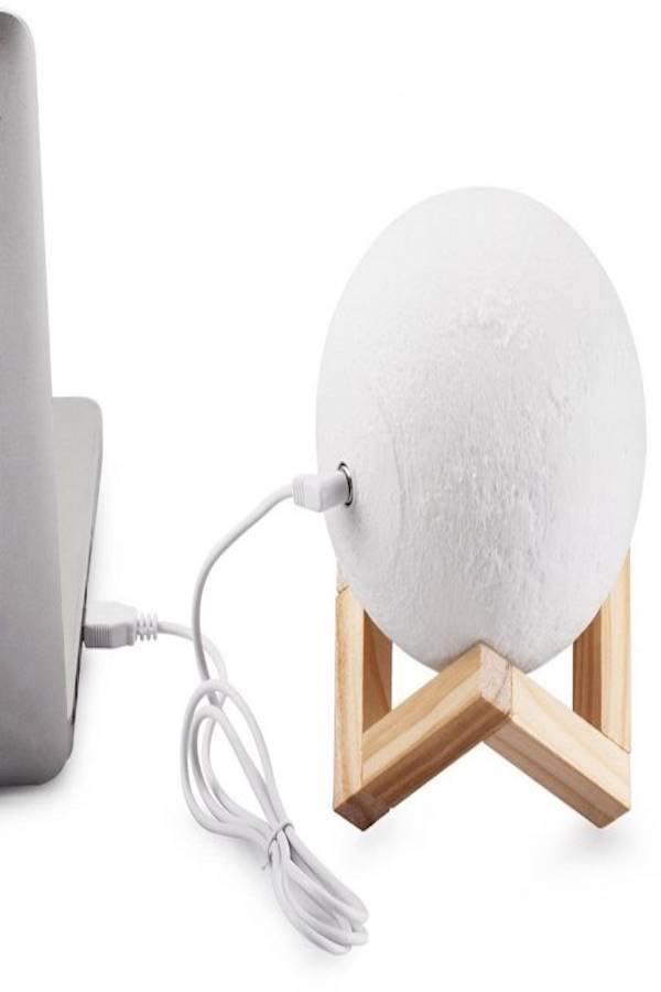 Decorative 3D Moon Lamp With Remote Grey/White/Beige 15cm