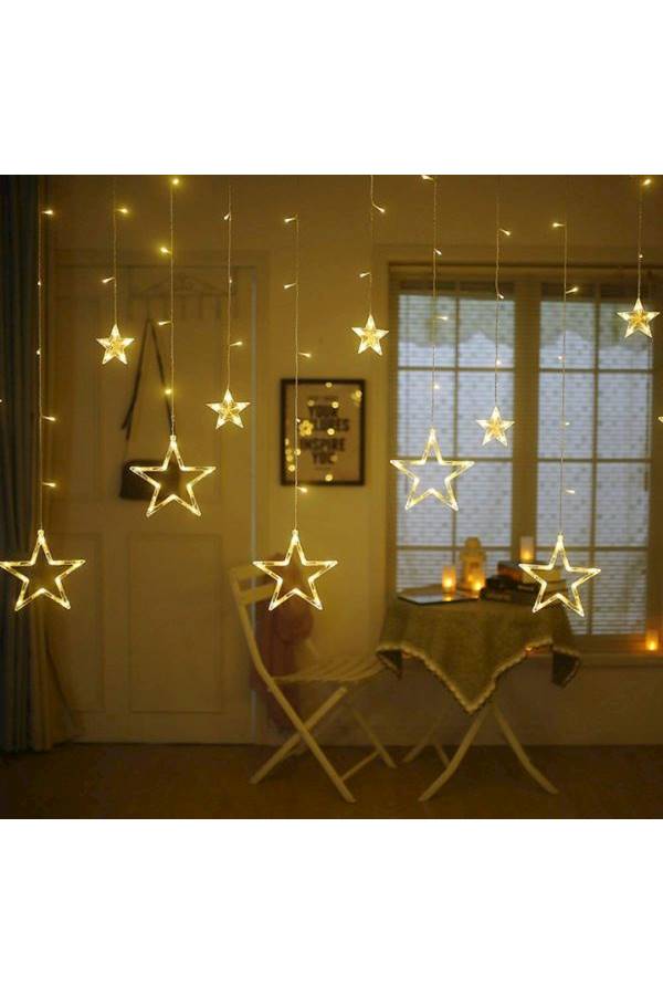 12-Piece Star LED Curtain String White