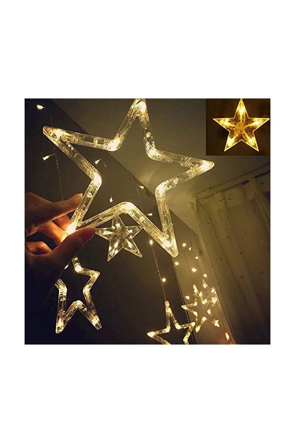 12-Piece Star LED Curtain String White