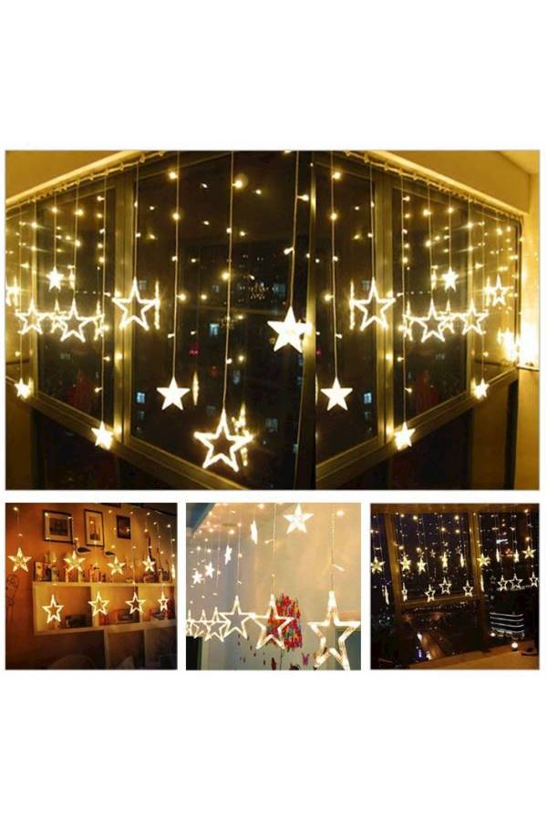 12-Piece Star LED Curtain String White