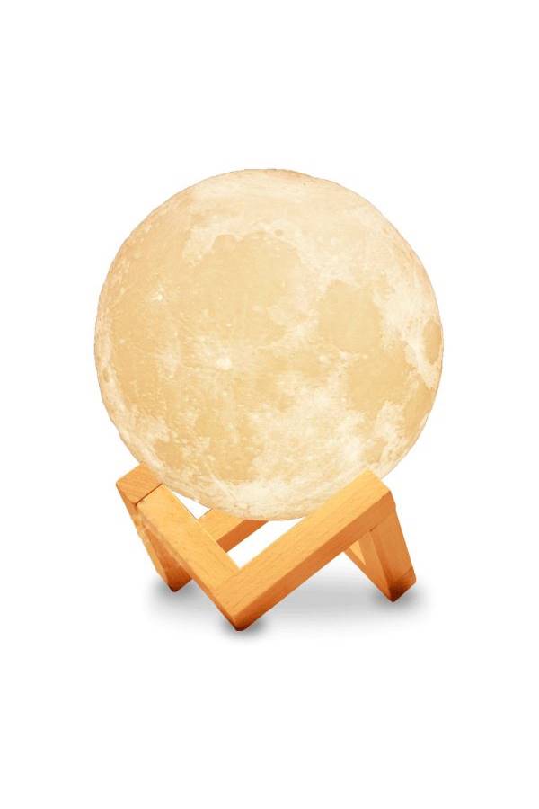 LED 3D Print Rechargeable Moon Light Beige/Yellow - Image 1