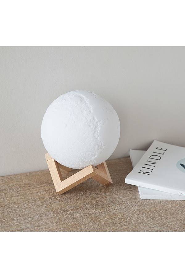 LED 3D Print Rechargeable Moon Light Beige/Yellow - Image 2