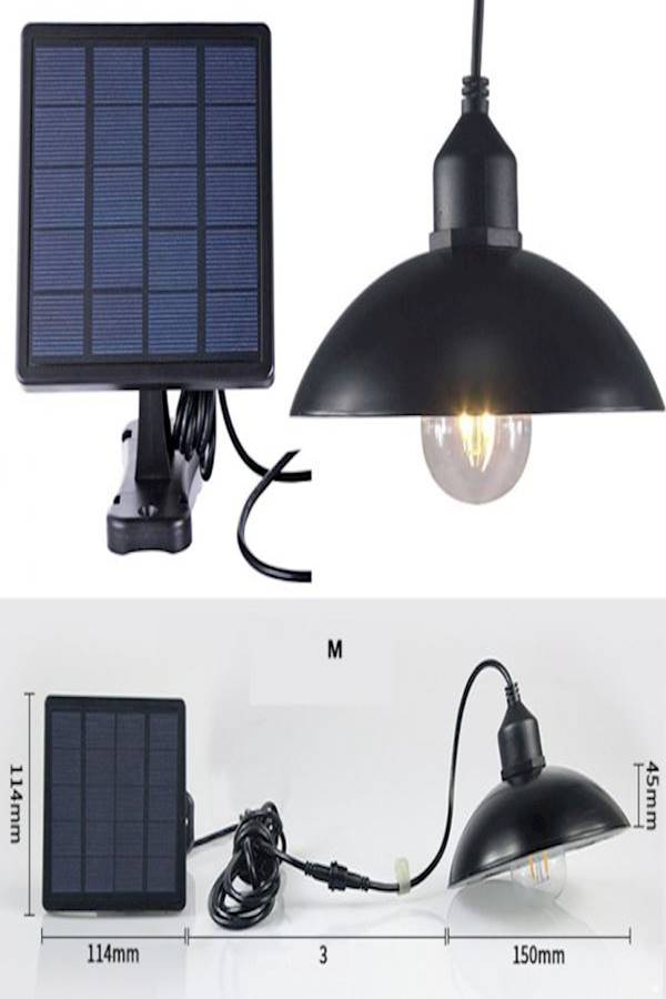 Retro Solar LED Pendant Waterproof Street Lights Black  - Image 2