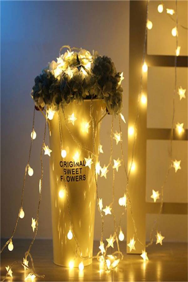 شريط إضاءة مكون من 20 مصباح LED يعمل بالبطارية أصفر 3متر - Image 3