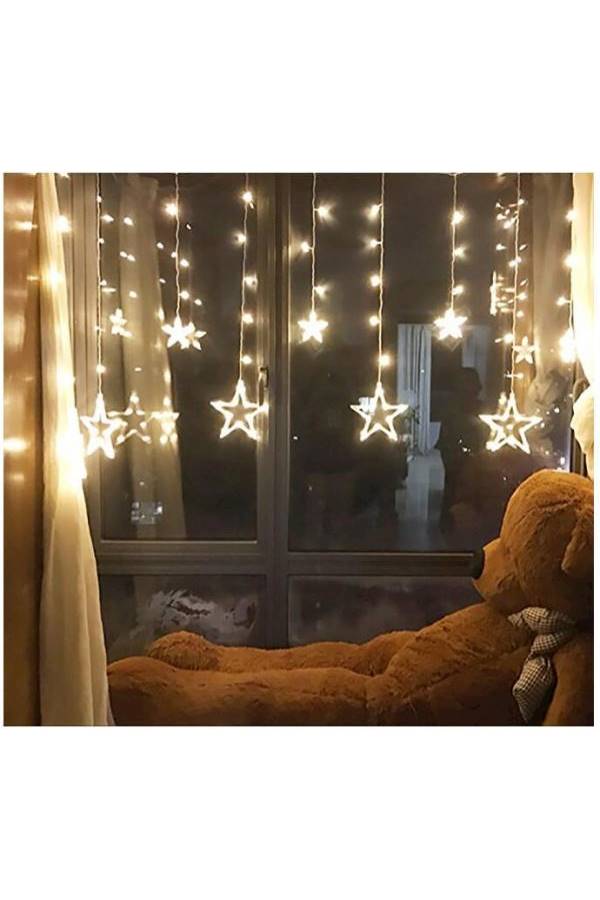 Generic - 12 Stars LED Curtain String Set Yellow 6.7x3.3feet - Image 1