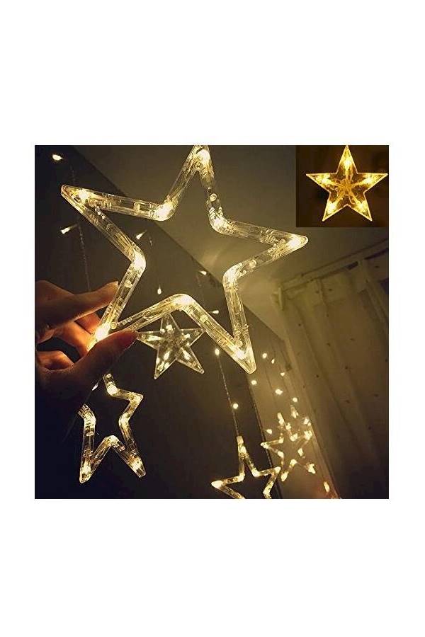 Generic - 12 Stars LED Curtain String Set Yellow 6.7x3.3feet - Image 1