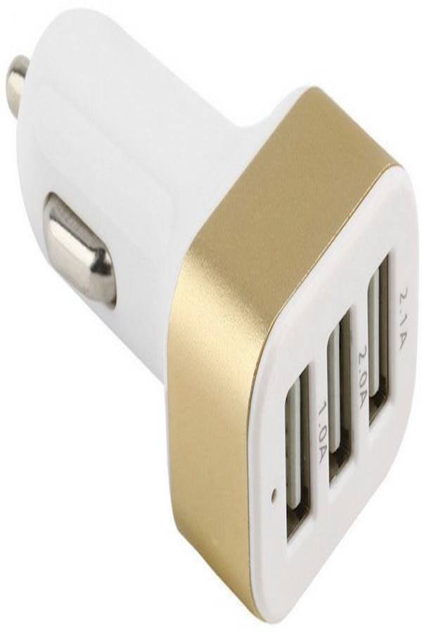 محول تيار للشاحن بـ 3 منافذ USB للهواتف الذكية أبيض/ذهبي - Image 3