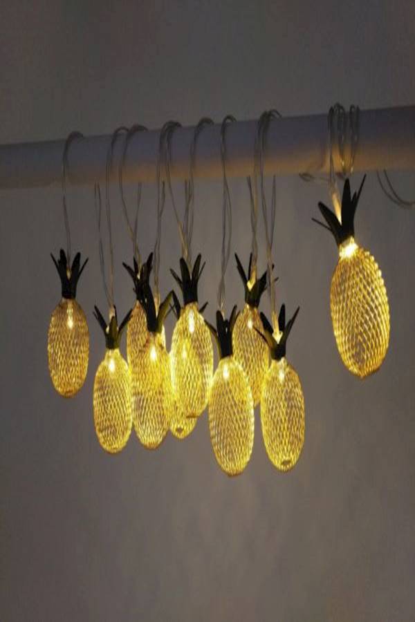 10-Piece Pineapple Shaped LED Light Yellow - Image 2