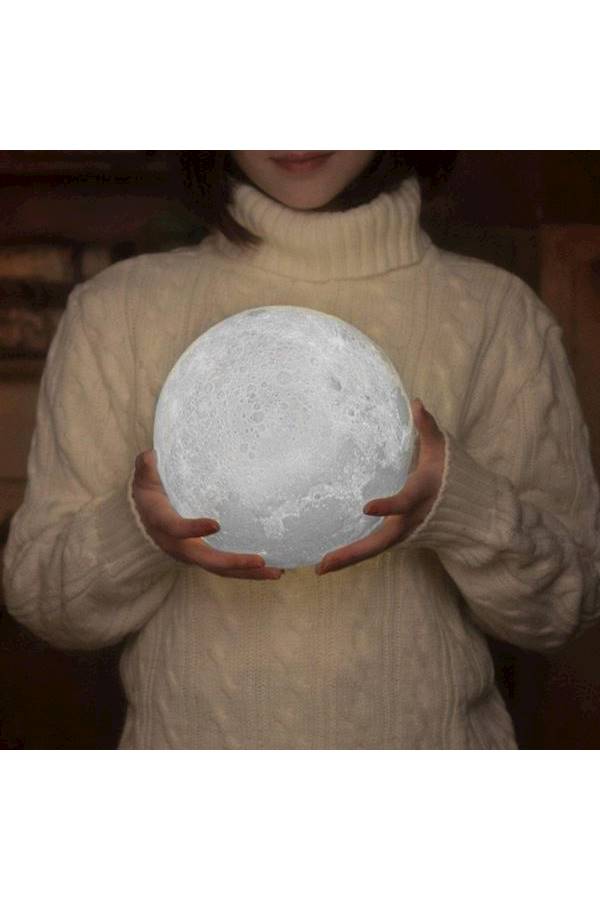 Generic - 3D Moon LED Lamp With Stand White/Beige 15cm - Image 1