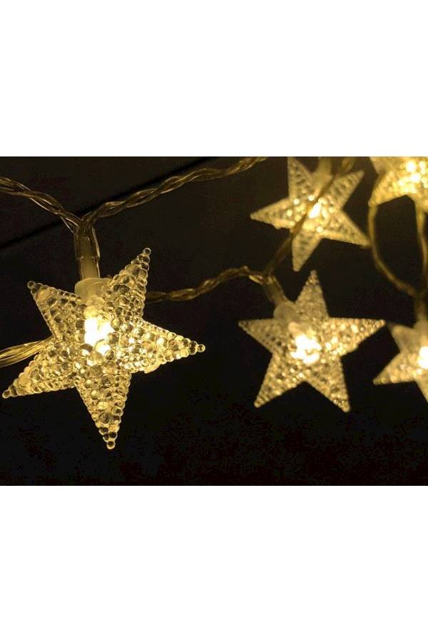 شريط إضاءة مكون من 50 مصباح LED بتصميم نجوم أبيض/ذهبي - Image 3