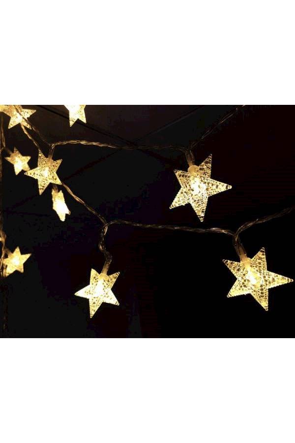 شريط إضاءة مكون من 50 مصباح LED بتصميم نجوم أبيض/ذهبي - Image 5