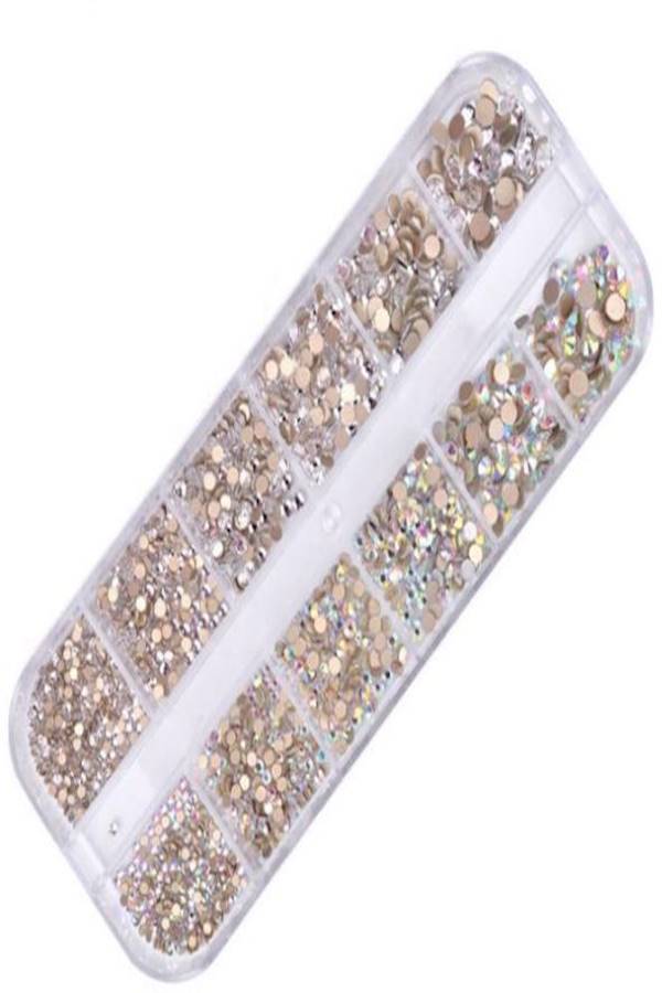 قطع متلألئة دائرية لتزيين الأظافر من حجر الراين مكونة من 2080 قطعة شفاف/ وردي/ أصفر - Image 1