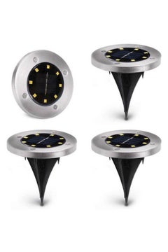 Generic 4-Piece 8 LED Solar Ground Lights Silver  - Image 1