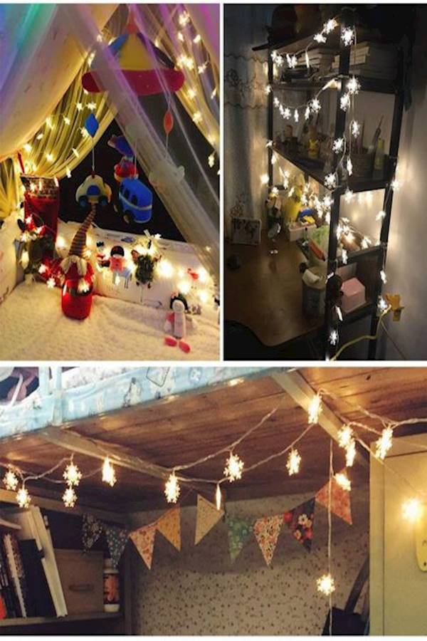 شريط إضاءة مكون من 40 مصباح LED بتصميم بلورات الثلج أبيض 6متر