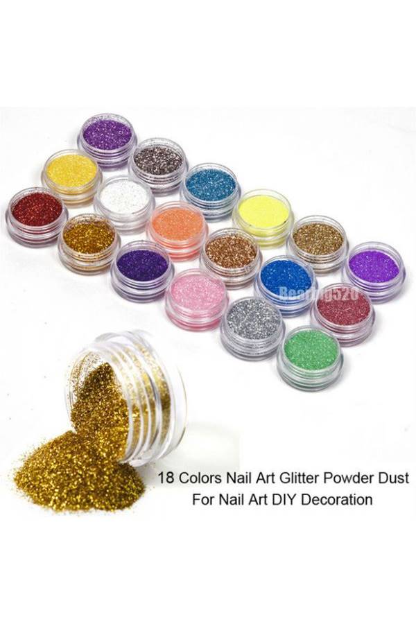 18-Piece Chunky Glitter Flakes Paillette Set Multicolour - Image 4