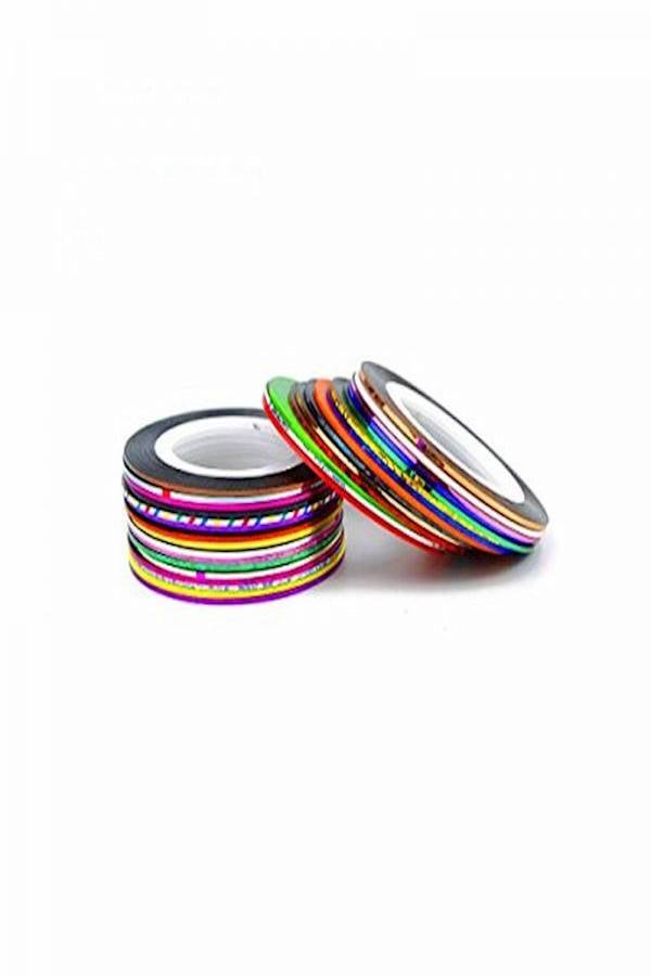 Generic 15-Piece Nail Art String Tape Pink/Green/Purple  - Image 1