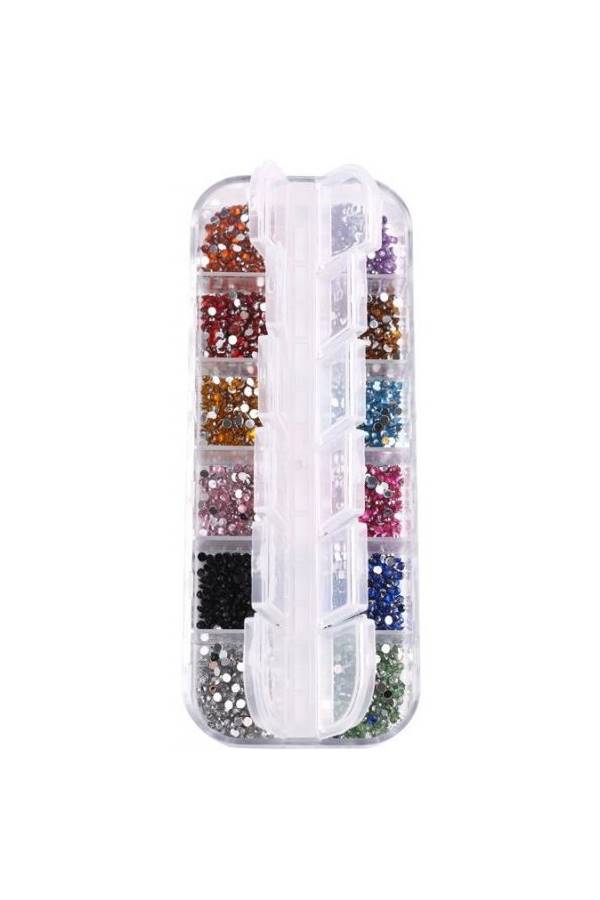عبوة تحتوي على 12 نوعاً من أحجار الراين المغطاة بشرائح القصدير اللامعة لتزيين الأظافر متعدد الألوان - Image 3