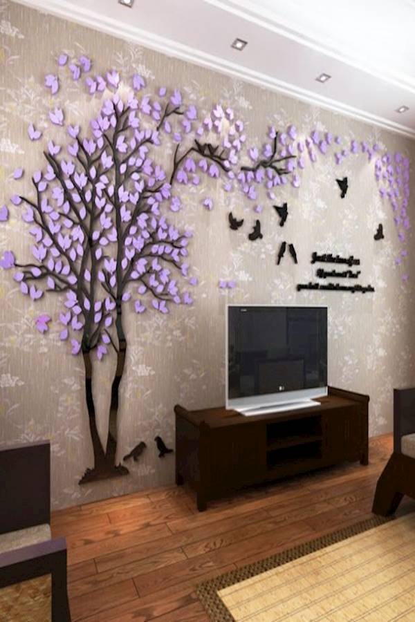 3D Decorative Tree Wall Sticker Purple/Black 100x200cm  - Image 1