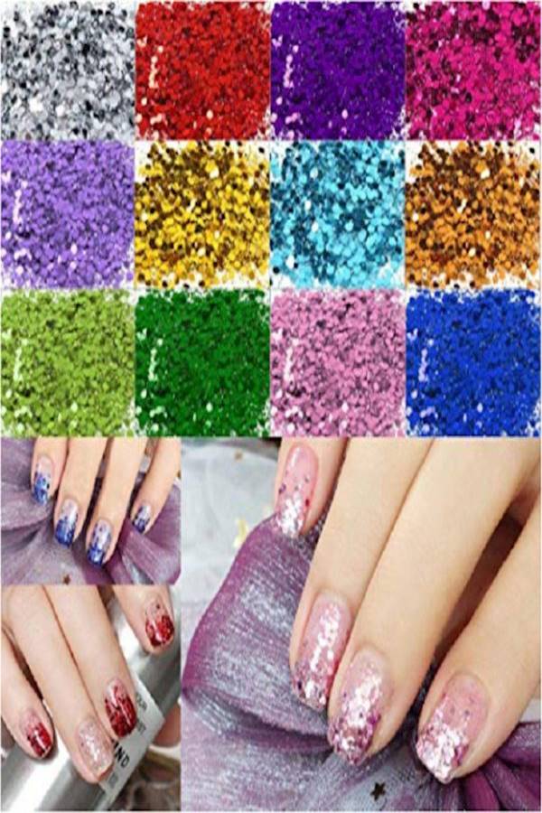 مجموعة إكسسوارات لامعة لفن تزيين الأظافر من 48 قطعة وردي/ أزرق/ أسود - Image 3