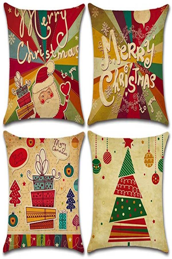غطاء وسادة ديكور بطبعة عبارة "Merry Christmas" متعدد الألوان 45x45سم  - Image 1