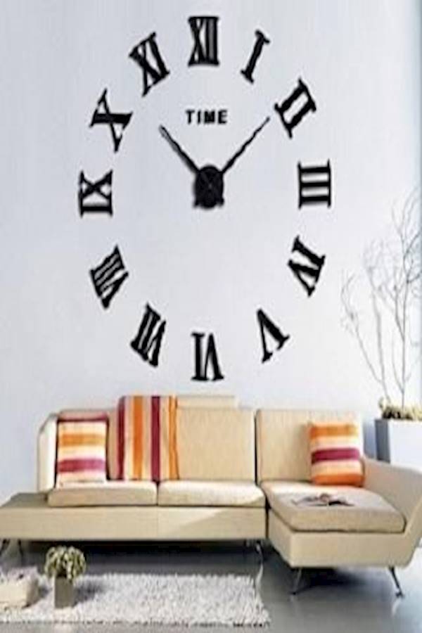 3D Wall Clock Sticker Black - Image 3