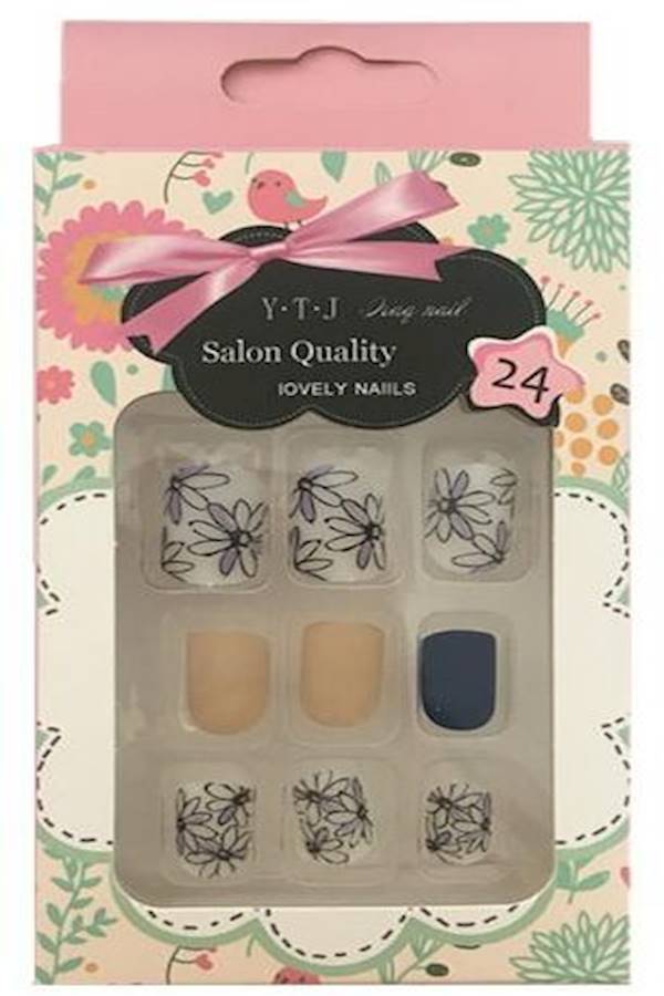 24-Piece Matte Fake Nail Sticker Multicolour - Image 1