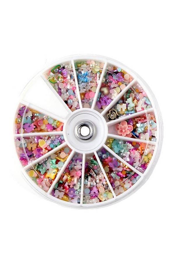 أزرار أظافر للزينة من حجر الراين بتصميمات متعددة متعدد الألوان