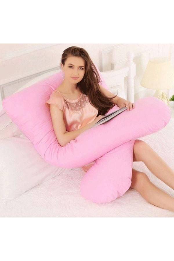 Maternity Pillow Cotton Pink 120x80cm - Image 3