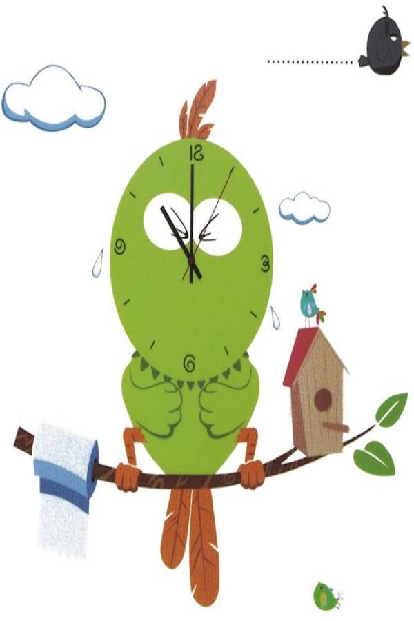 Generic - Novelty Mascot Owl Wall Clock 3D DIY Sticker Multicolour 30x90 x4cm - Image 1