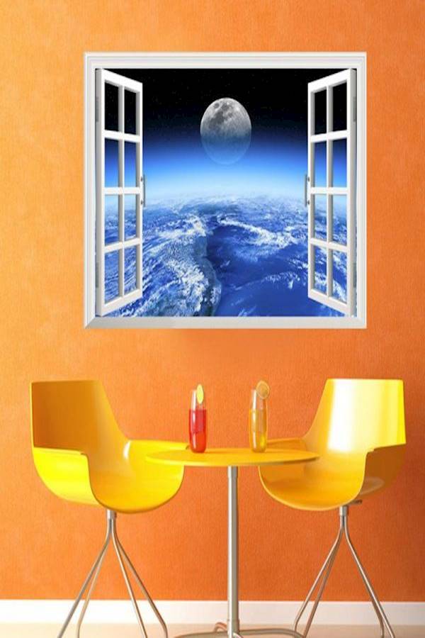 3D Window Outer Space Galaxy Wall Sticker Multicolour 60x90centimeter - Image 2