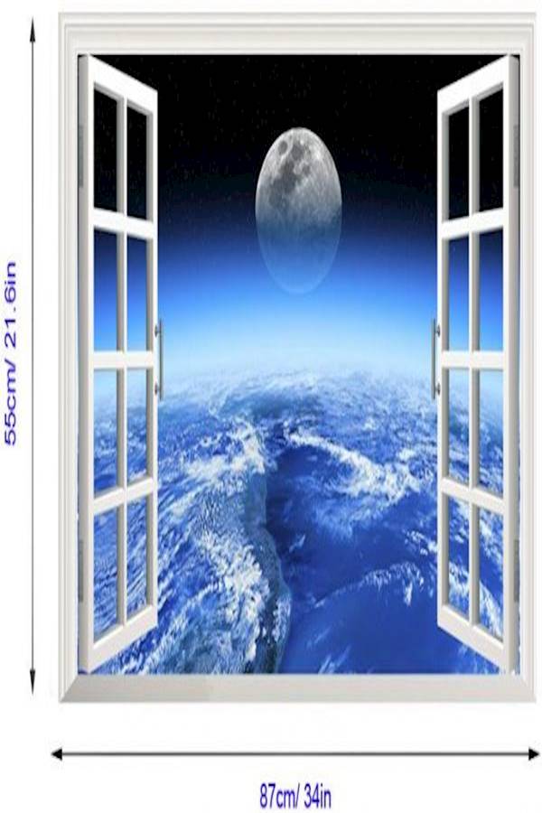 3D Window Outer Space Galaxy Wall Sticker Multicolour 60x90centimeter - Image 3