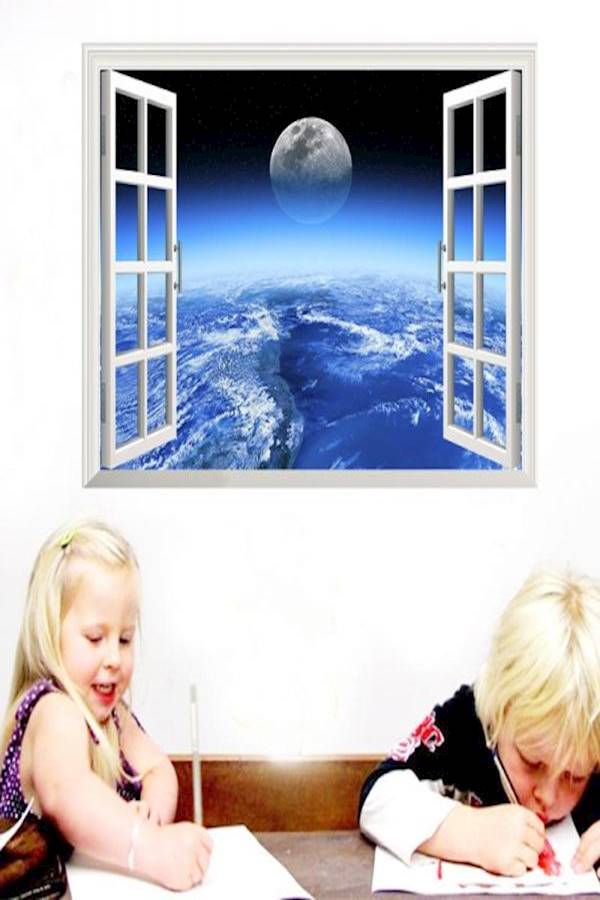 3D Window Outer Space Galaxy Wall Sticker Multicolour 60x90centimeter - Image 5