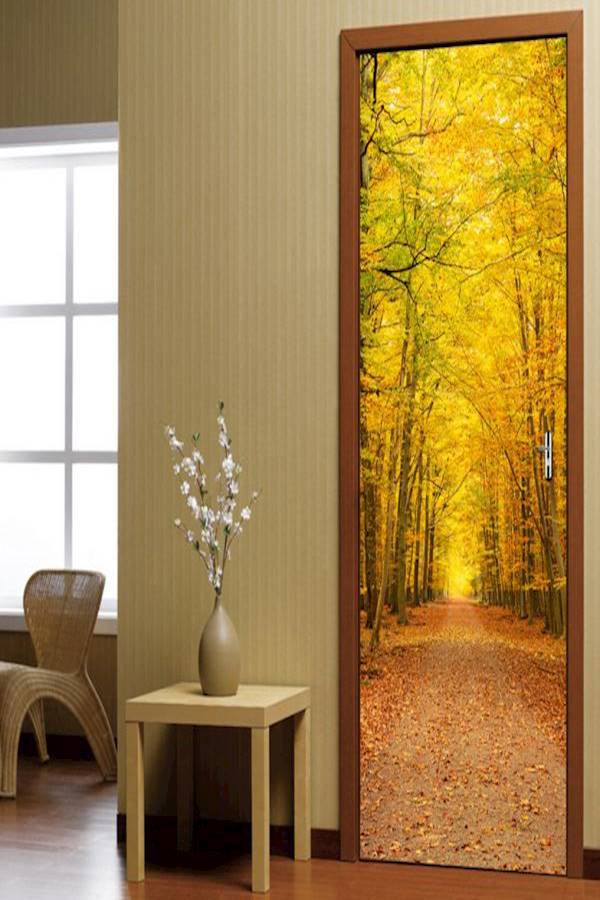 ملصق جداري ستيريو بتصميم شجرة ثلاثية الأبعاد أصفر/بني/أخضر 200x77سم - Image 1