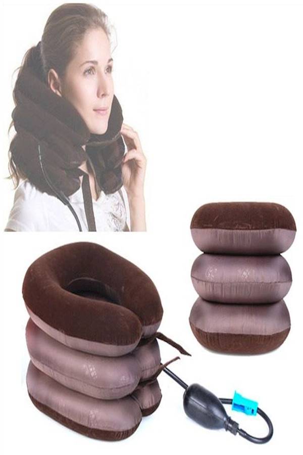 Generic Cervical Neck Traction Inflatable Pillow Combination Brown One Size  - Image 4