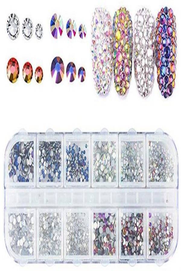 قطع متلألئة دائرية لتزيين الأظافر من حجر الراين مكونة من 2080 قطعة متعدد الألوان - Image 3