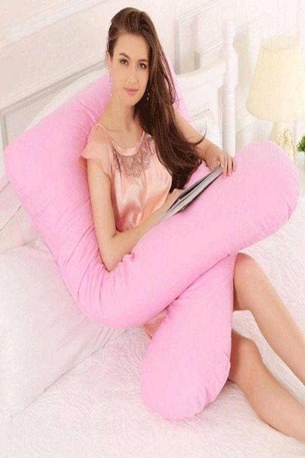 Maternity Pillow Cotton Pink 120x80cm - Image 4