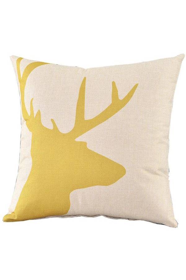 Printed Cushion Cover Beige/Yellow 45x45cm - Image 1