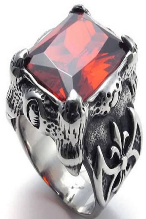 Stainless Steel Crystal Dragon Claw Ring - Image 2